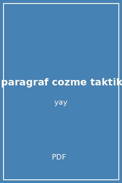 1 kademe paragraf cozme taktikleri uygun