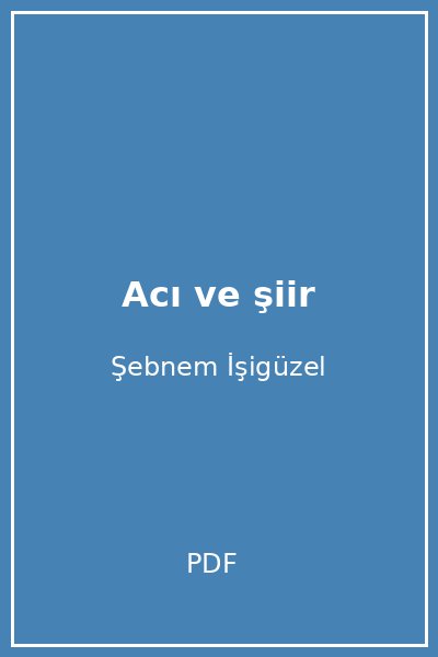 Acı ve şiir