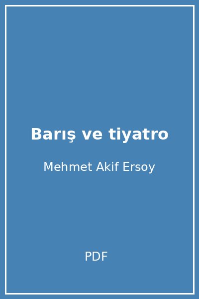 Barış ve tiyatro