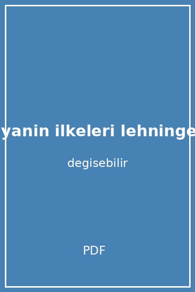biyokimyanin ilkeleri lehninger kapak
