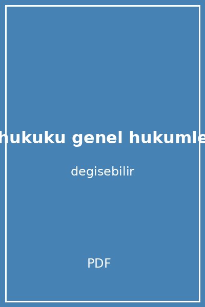 borclar hukuku genel hukumler kapak