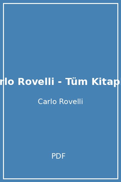 Carlo Rovelli - Tüm Kitaplar