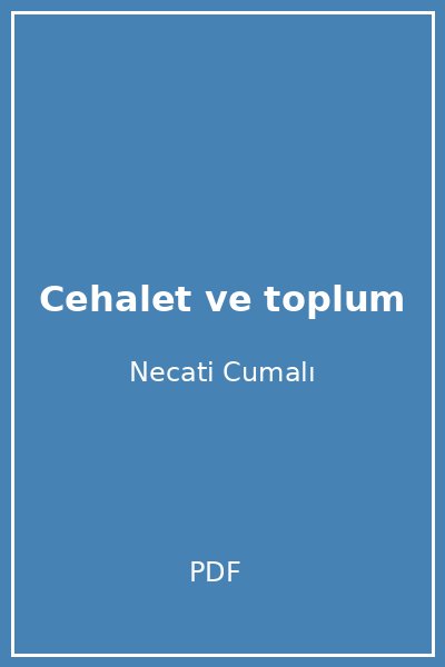 Cehalet ve toplum
