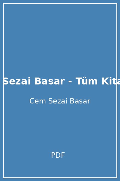 Cem Sezai Basar - Tüm Kitaplar