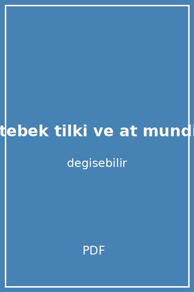 cocuk kostebek tilki ve at mundi kitap kagit kapak kapak