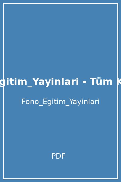 Fono_Egitim_Yayinlari - Tüm Kitaplar