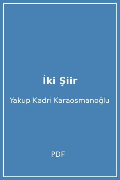 İki Şiir