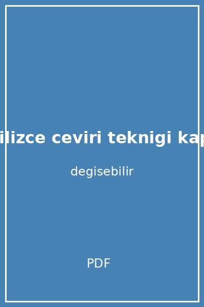 ingilizce ceviri teknigi kapak