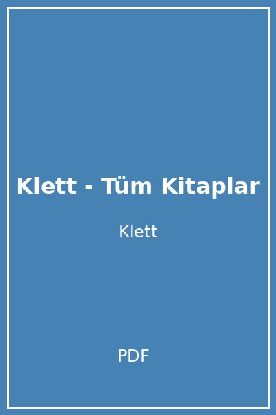 Klett - Tüm Kitaplar