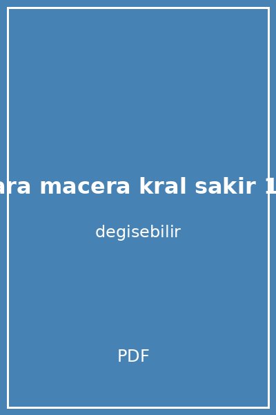 on numara macera kral sakir 10 kapak