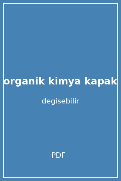 organik kimya kapak