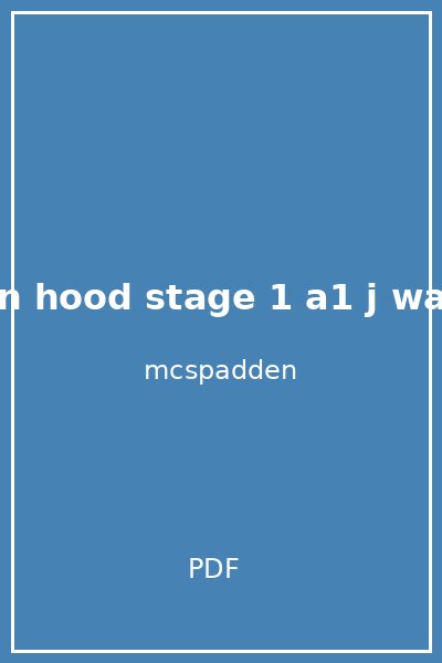robin hood stage 1 a1 j walker
