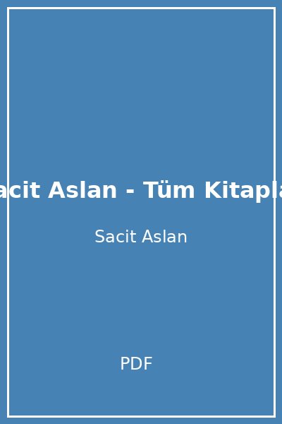 Sacit Aslan - Tüm Kitaplar