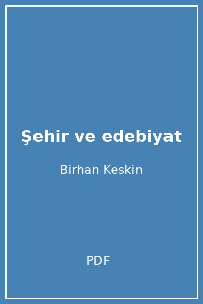 Şehir ve edebiyat