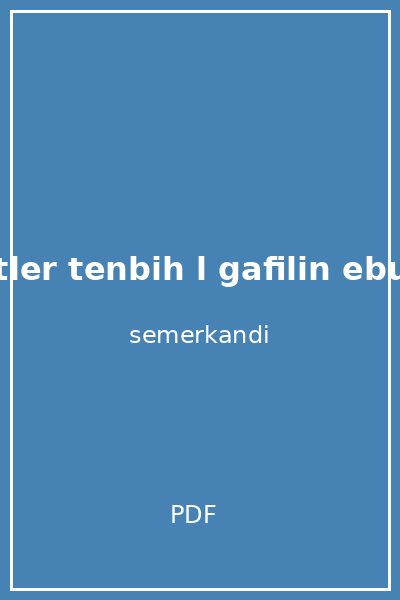 sohbetler tenbih l gafilin ebu l leys