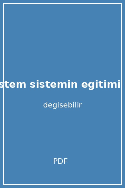 the sistem sistemin egitimi kapak